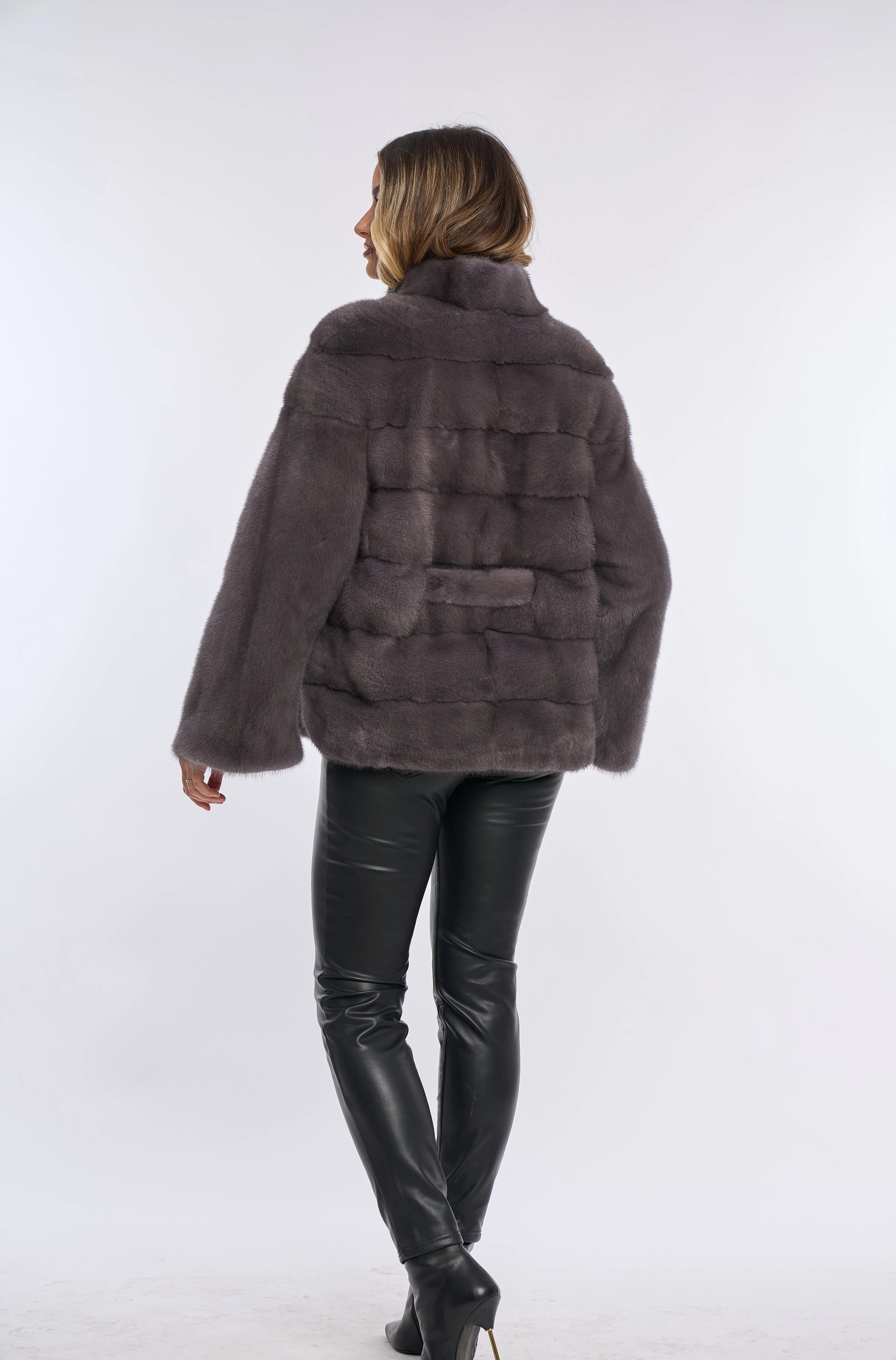Samantha Anthracite Mink Coat
