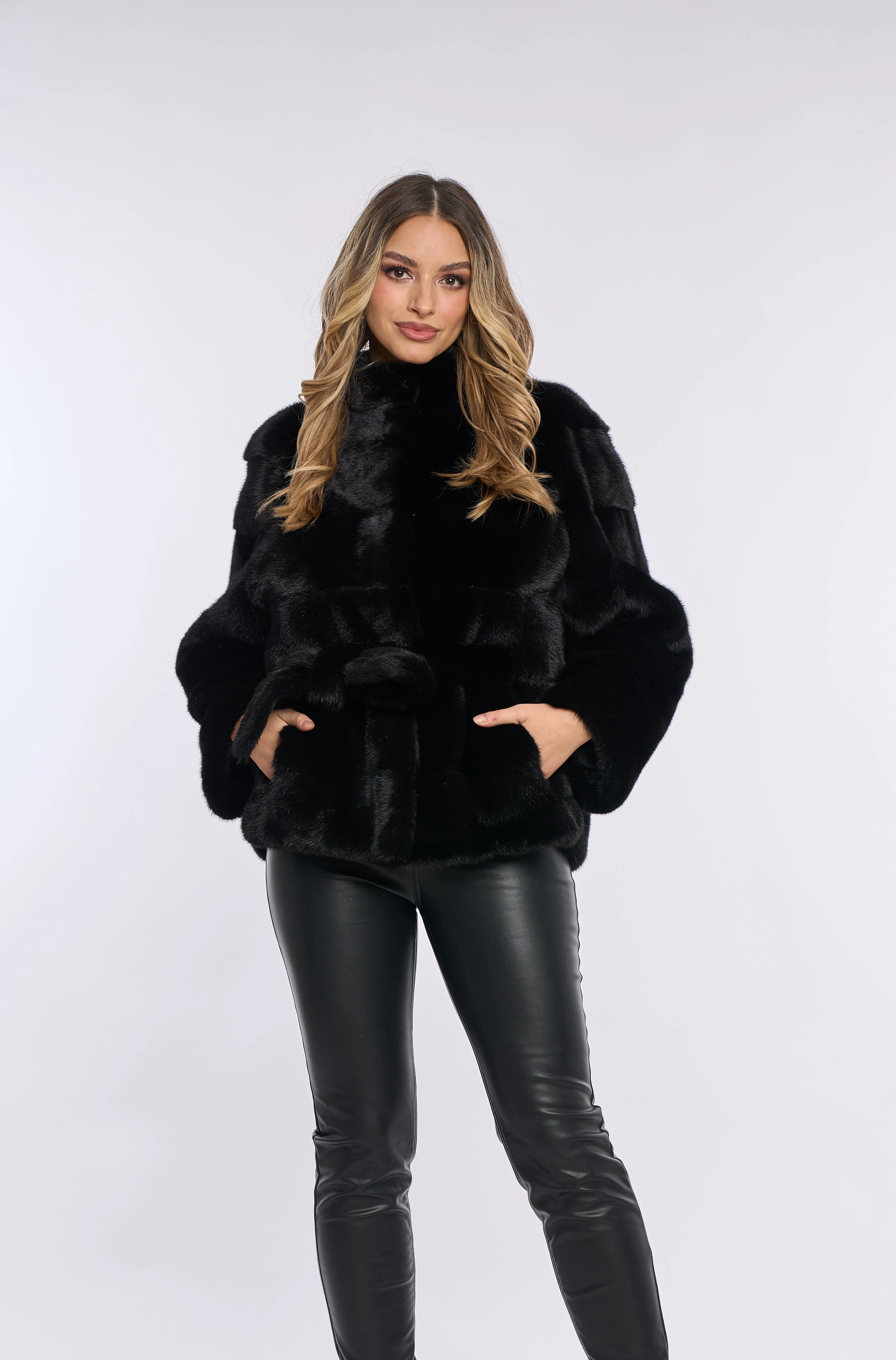 Samantha Black Mink Coat