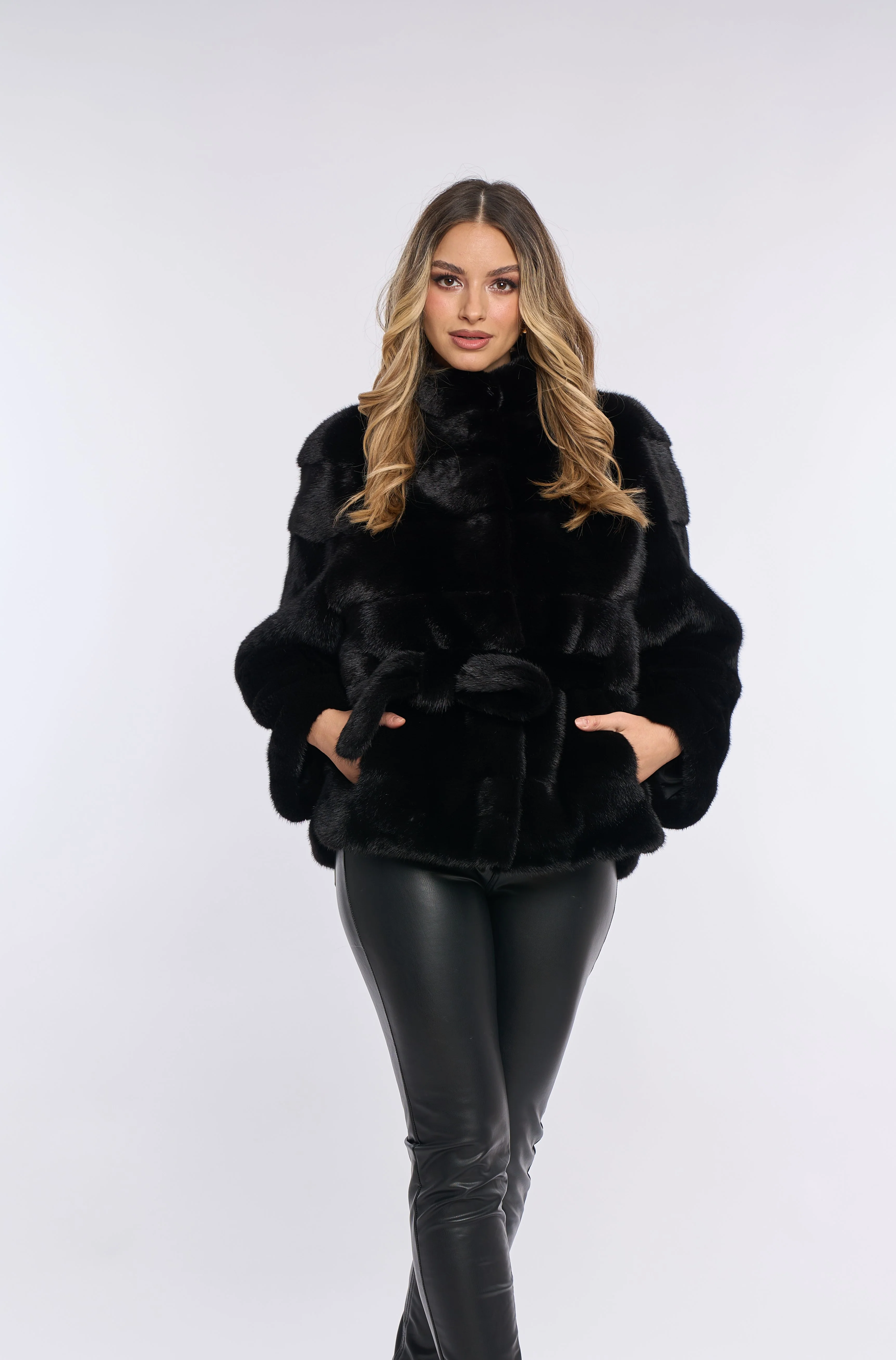 Samantha Black Mink Coat