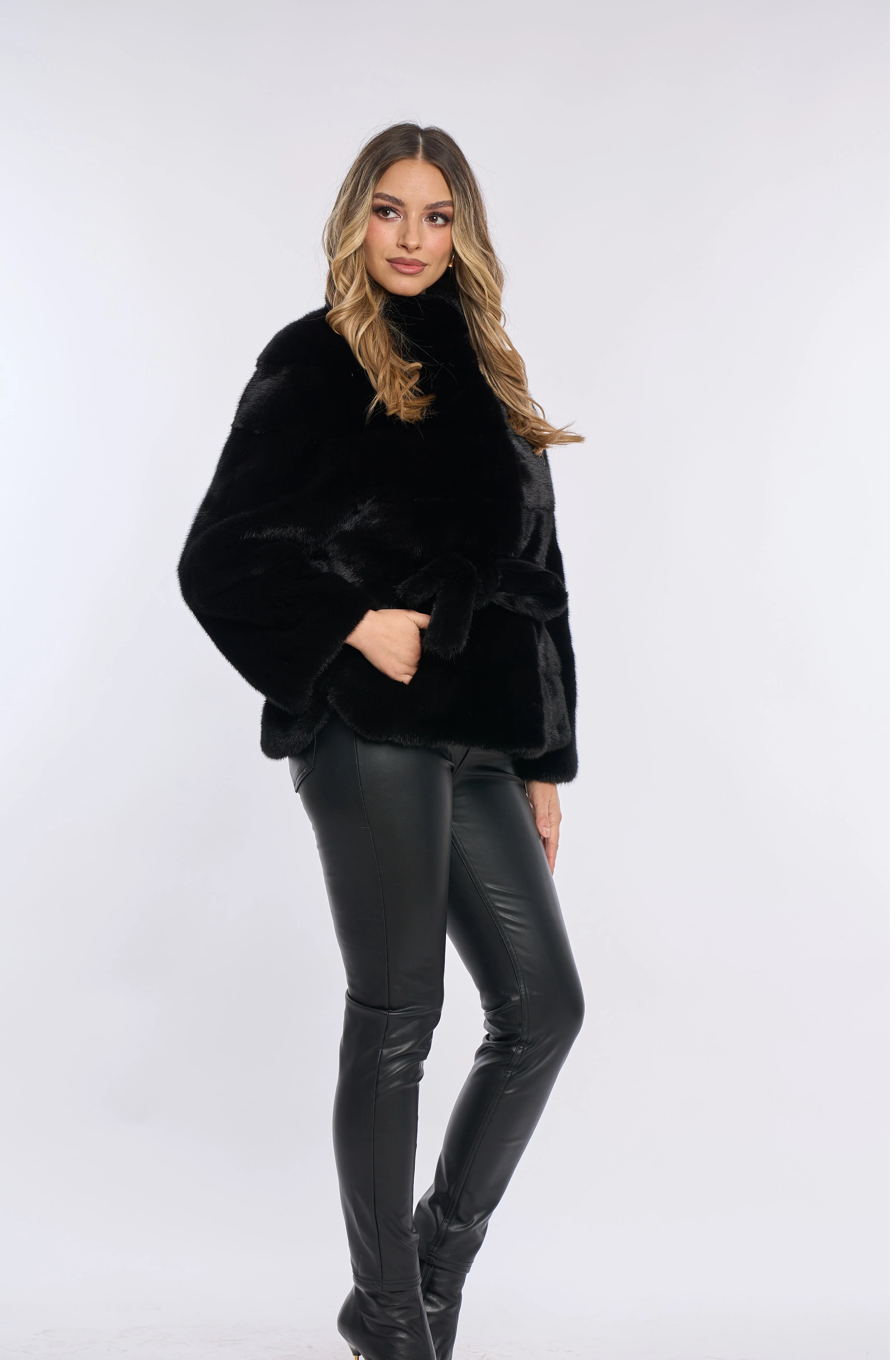 Samantha Black Mink Coat