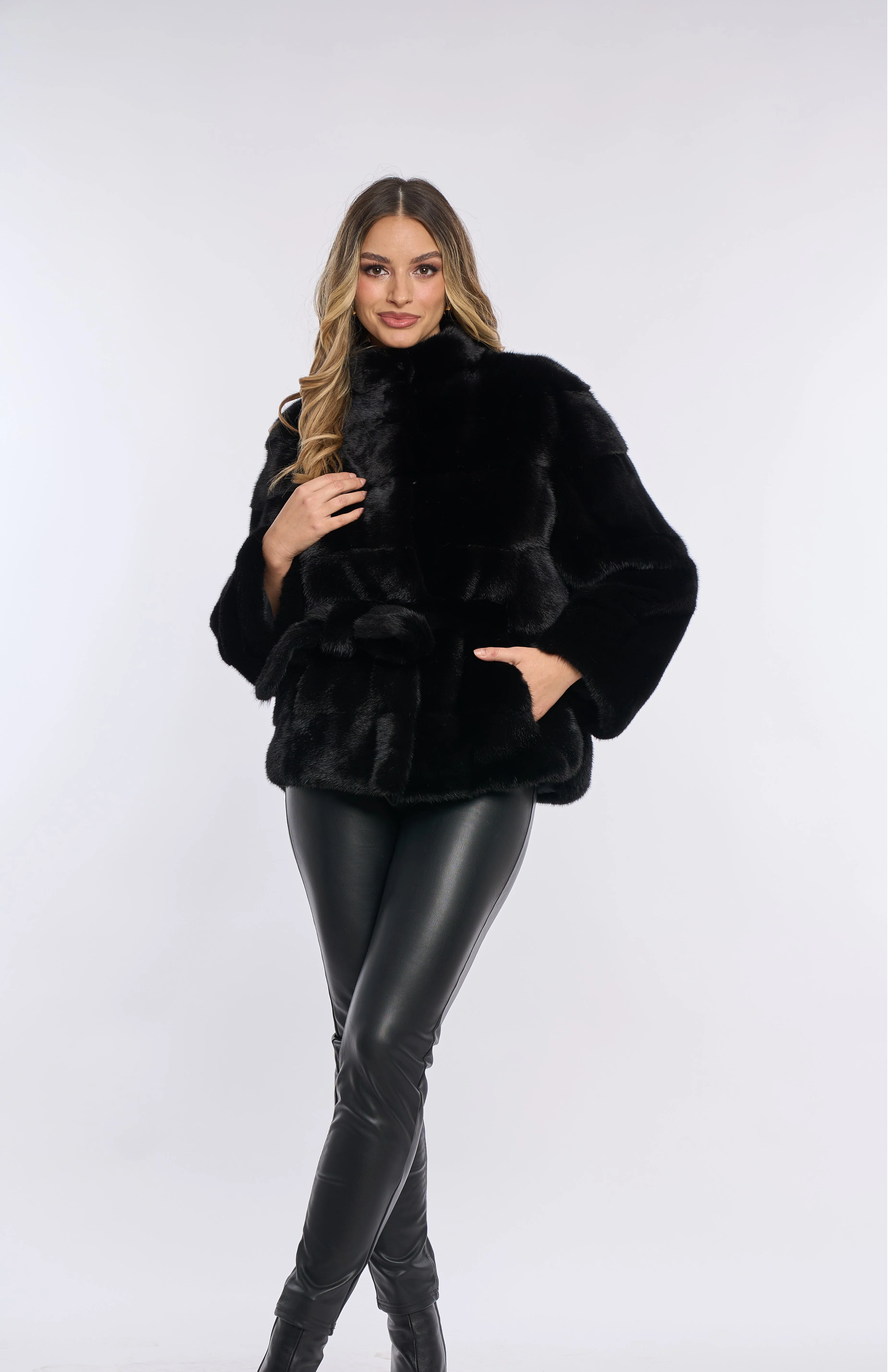 Samantha Black Mink Coat
