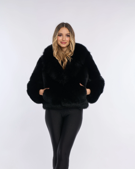 Nina Black Fox Fur Coat