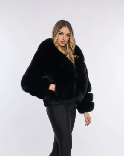 Nina Black Fox Fur Coat