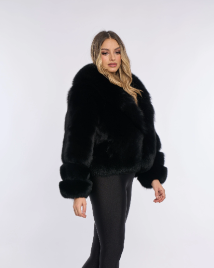 Nina Black Fox Fur Coat