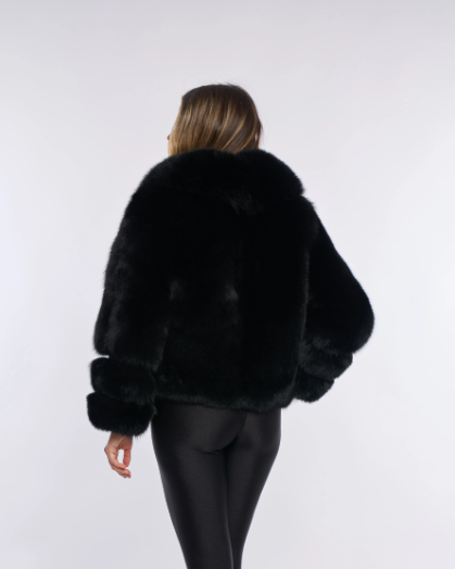 Nina Black Fox Fur Coat