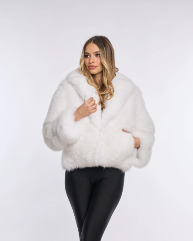 Nina White Fox Fur Coat