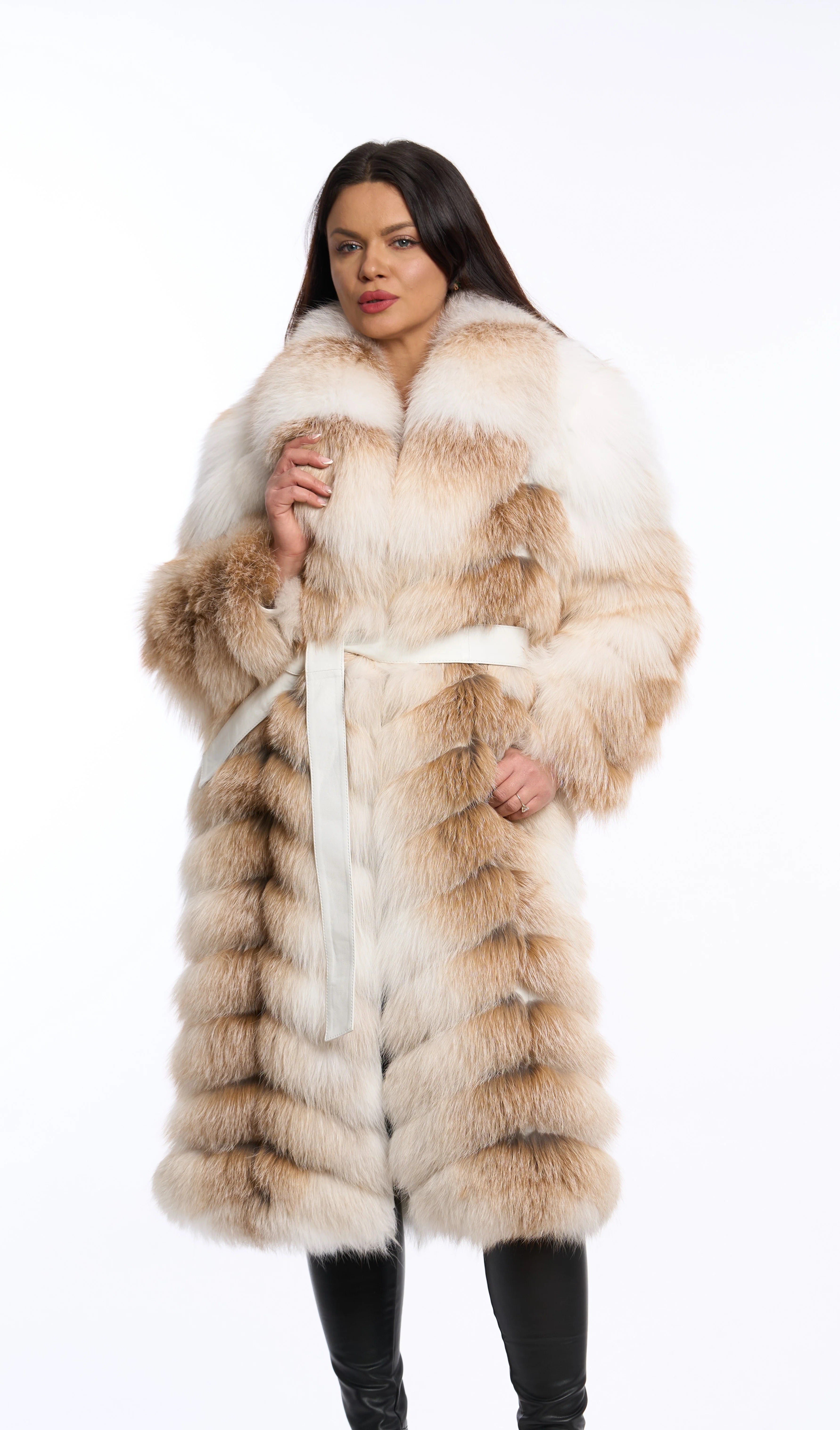 Tatiana Honey Beige Fox Fur Coat