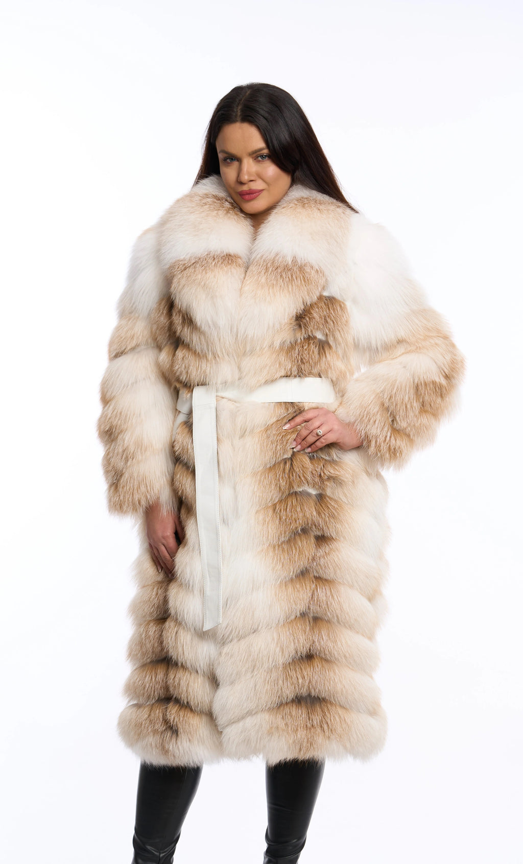 Tatiana Honey Beige Fox Fur Coat