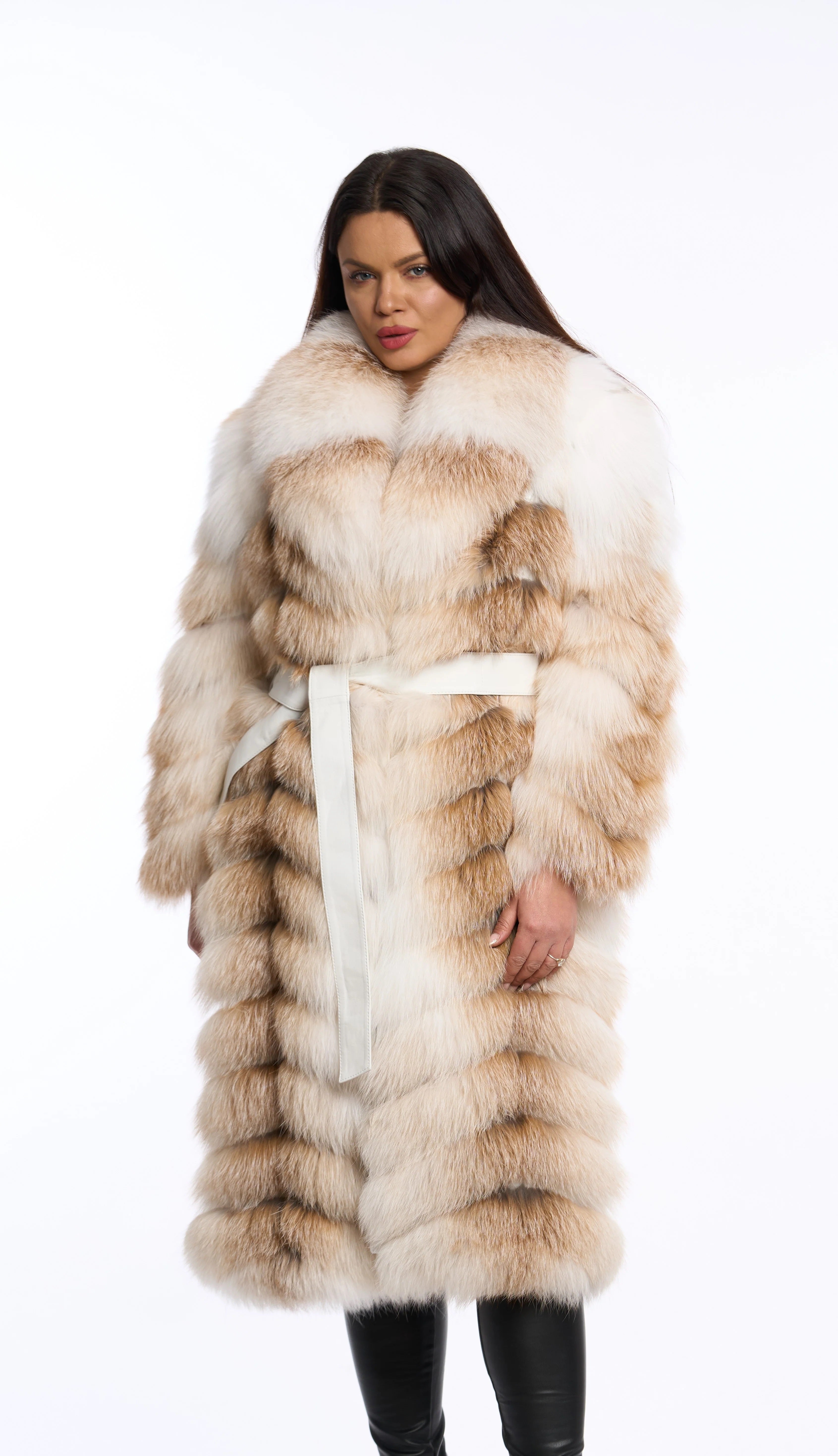 Tatiana Honey Beige Fox Fur Coat