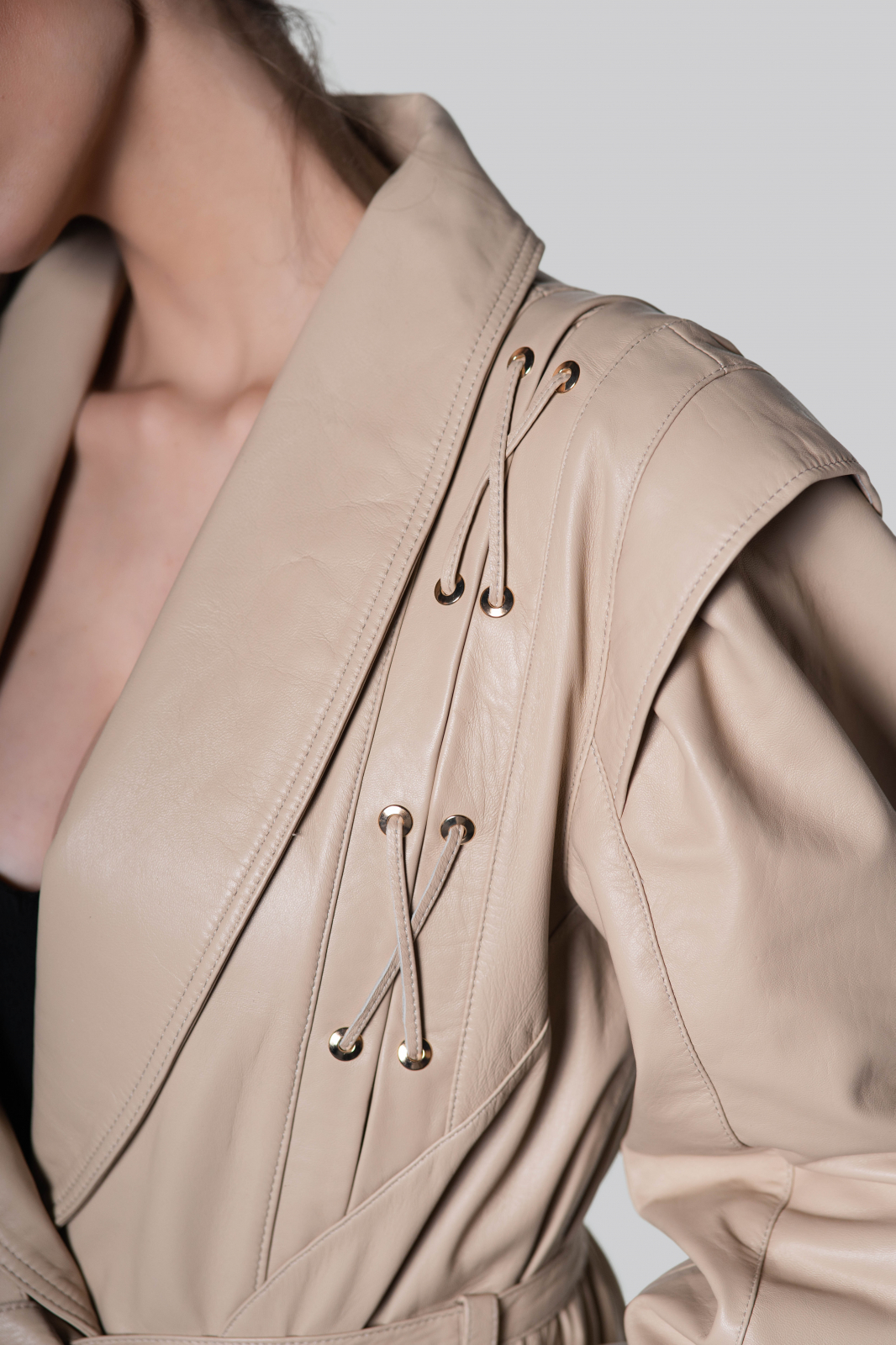 Valleria Beige Leather Jacket