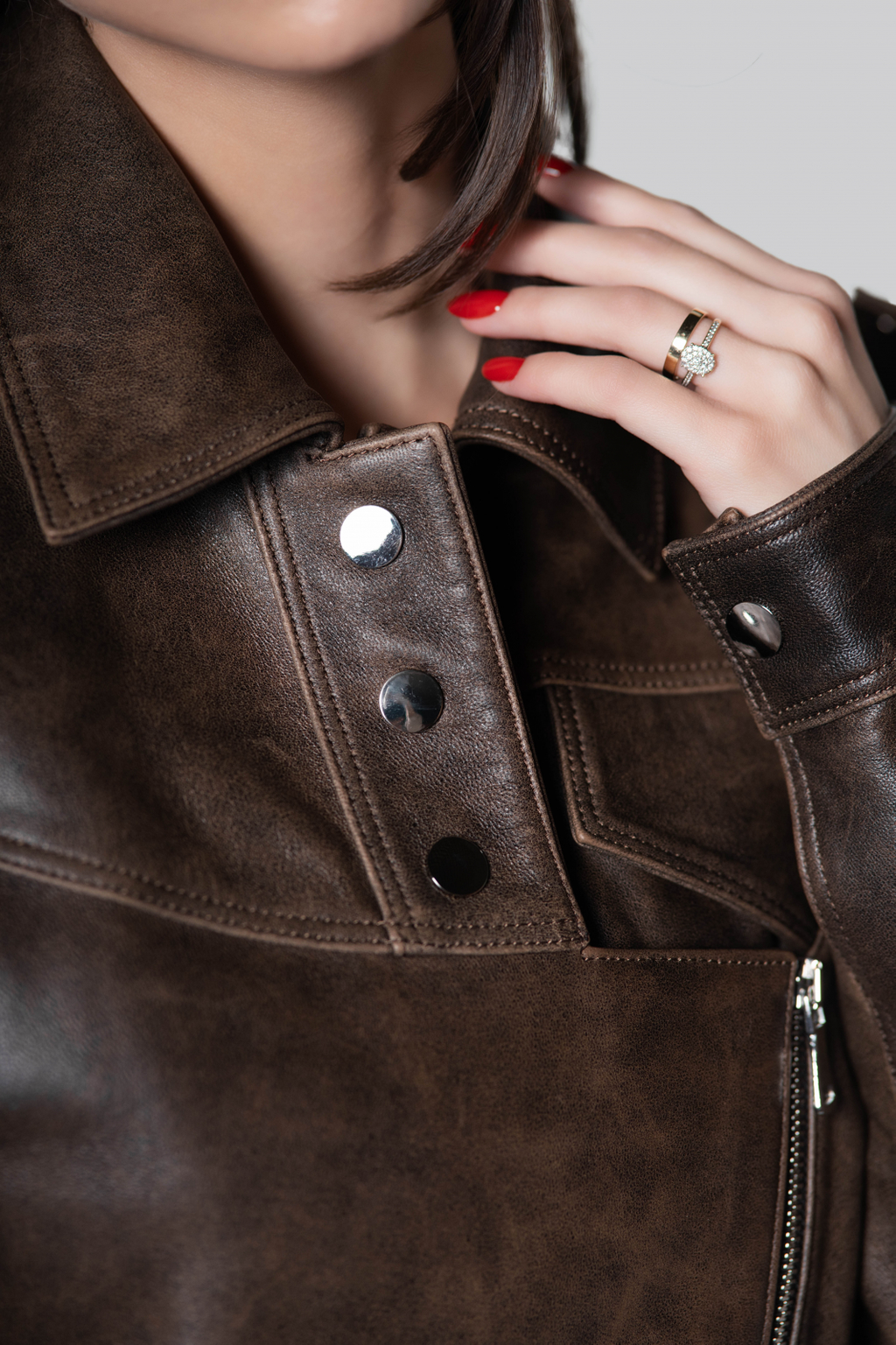 Ysabella Brown Leather Jacket