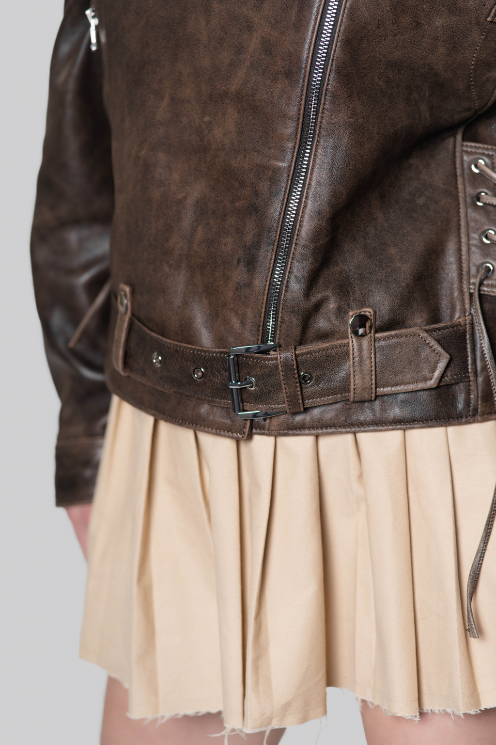 Ysabella Brown Leather Jacket