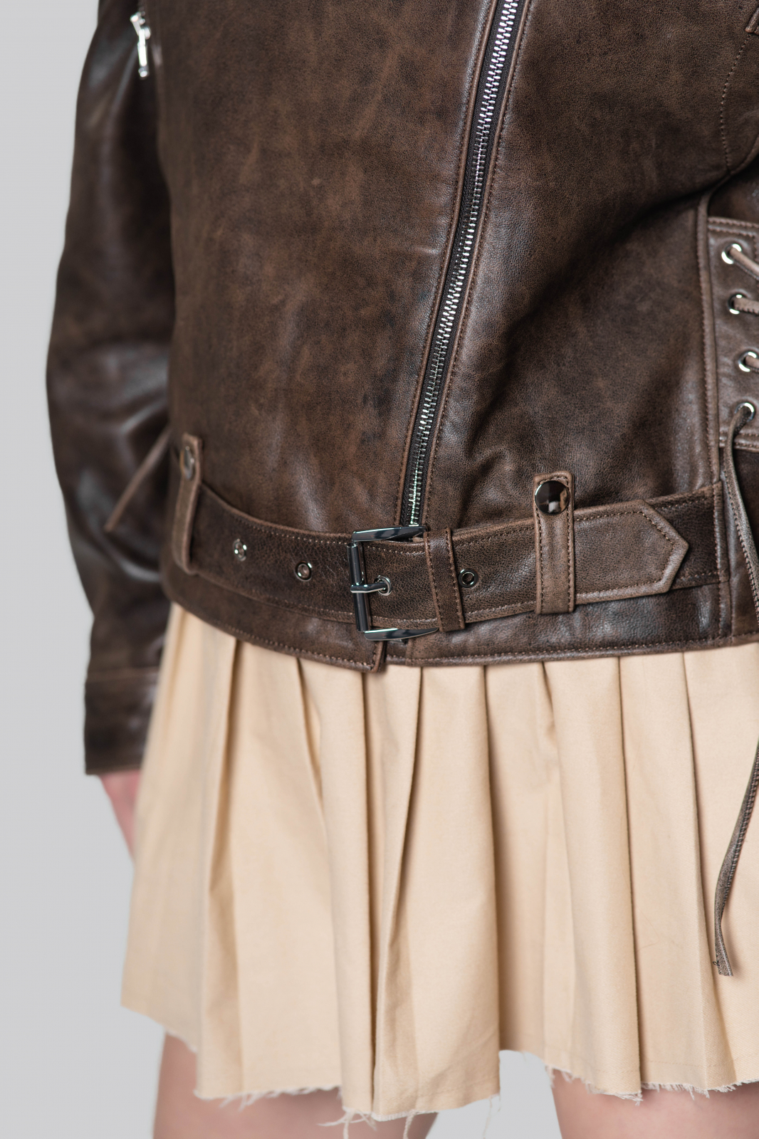 Ysabella Brown Leather Jacket