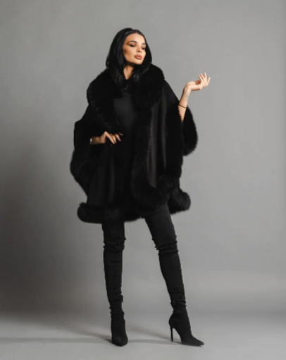 Amia Black Cashmere Cape