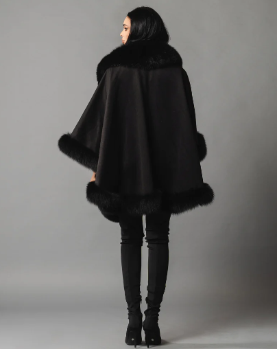 Amia Black Cashmere Cape Back