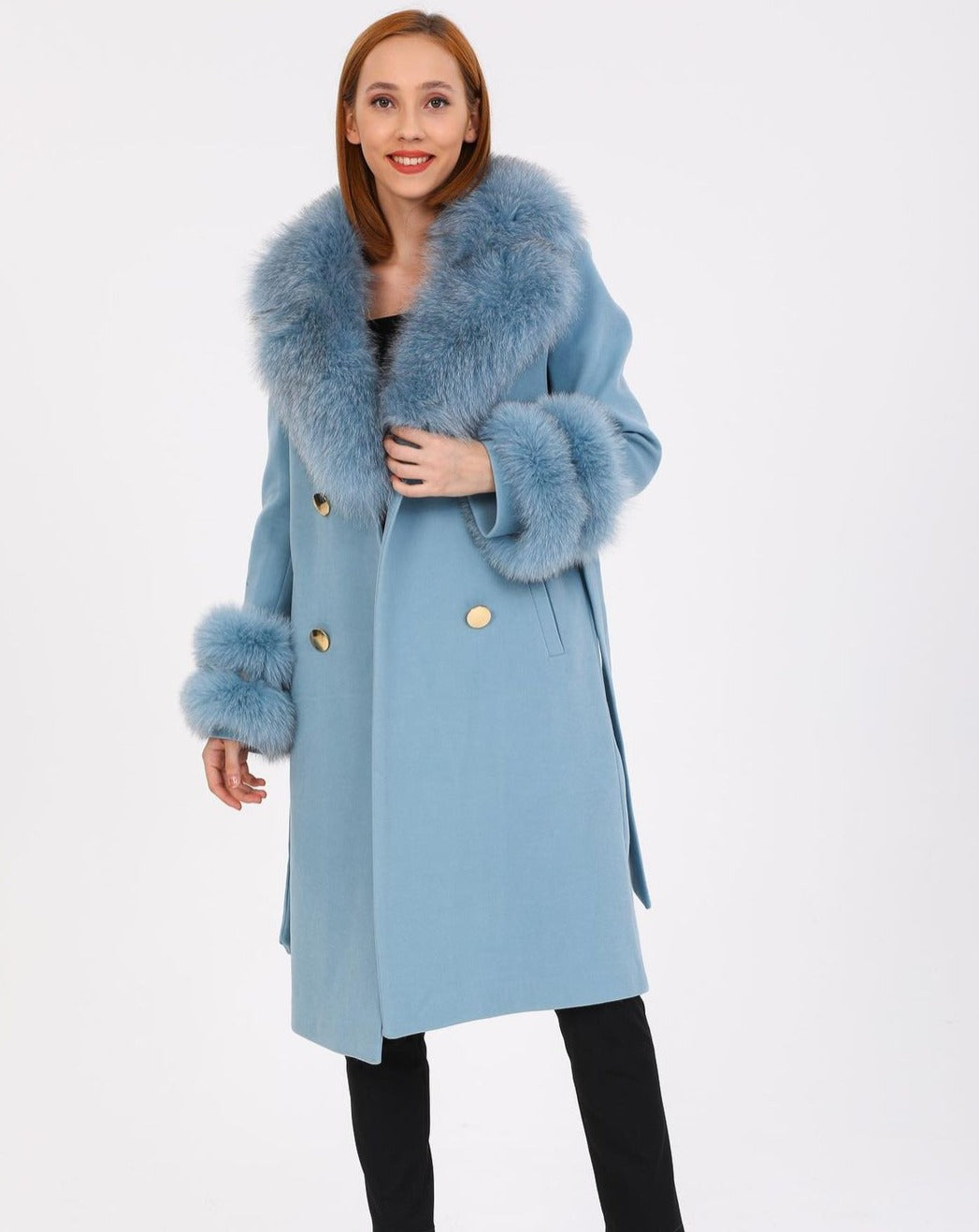 GLORIA LIGHT BLUE Cashmere Coat 