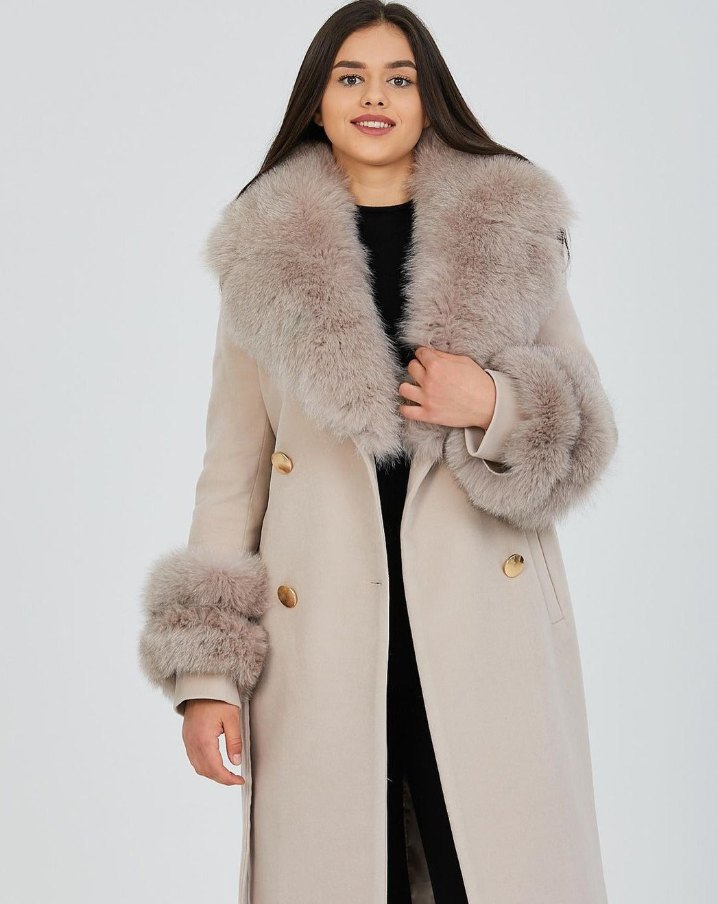 Versatile and Luxurious GLORIA BEIGE Cashmere Wool Coat
