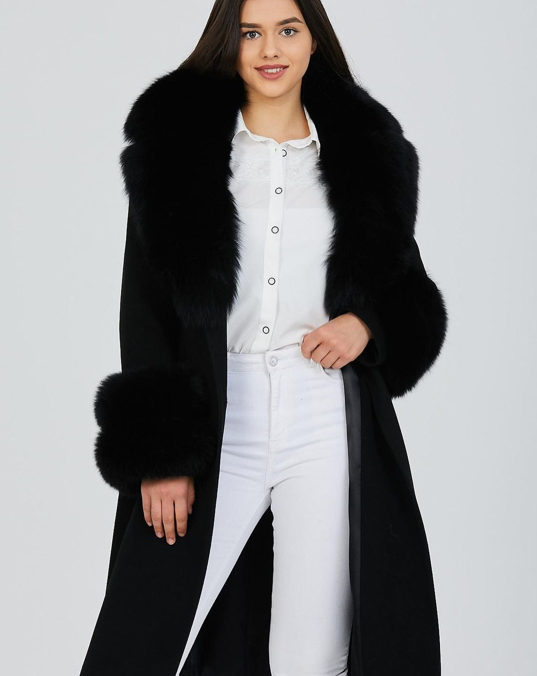 Versatile and Luxurious GLORIA BLACK Cashmere Wool Coat