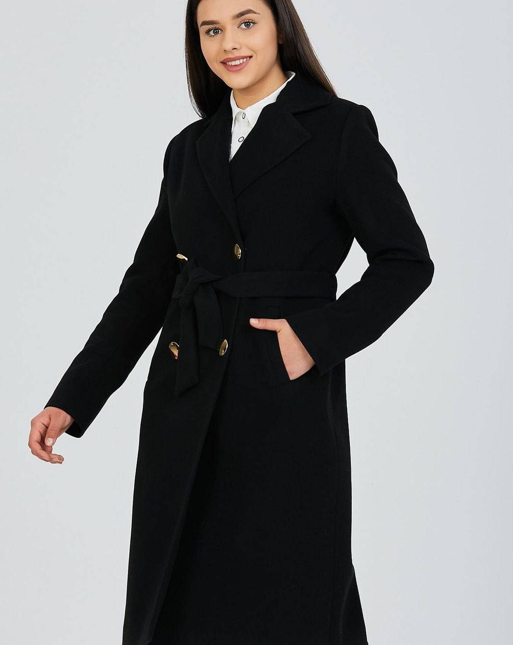 GLORIA BLACK Cashmere Wool Coat