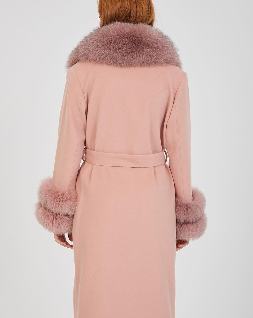 Back of GLORIA PINK Cashmere Coat 