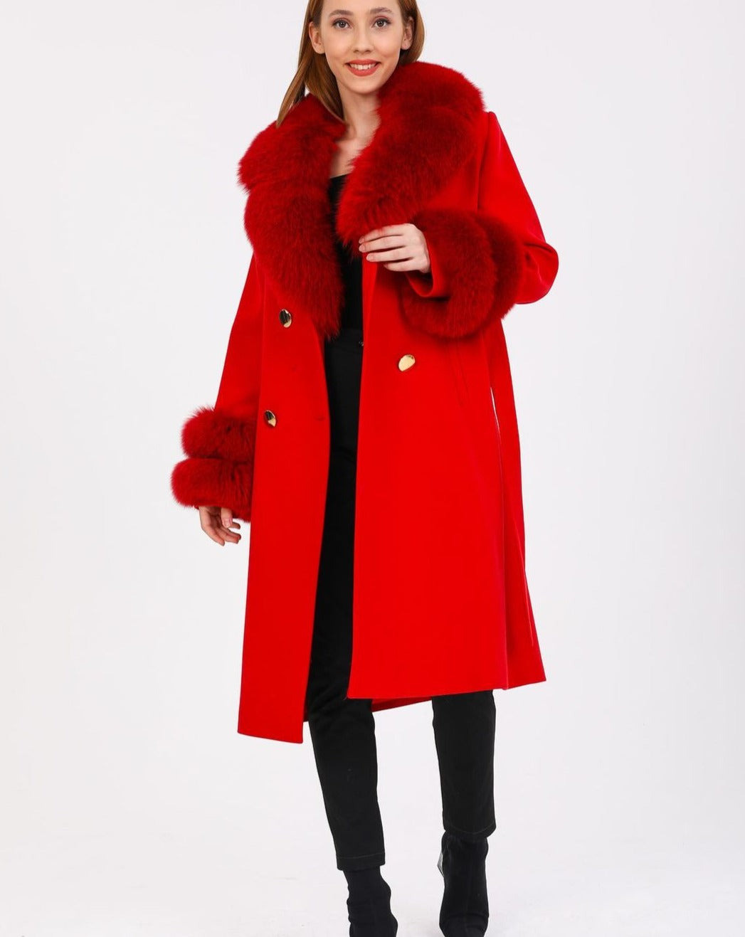 Versatile and Luxurious GLORIA RED Cashmere Wool Coat