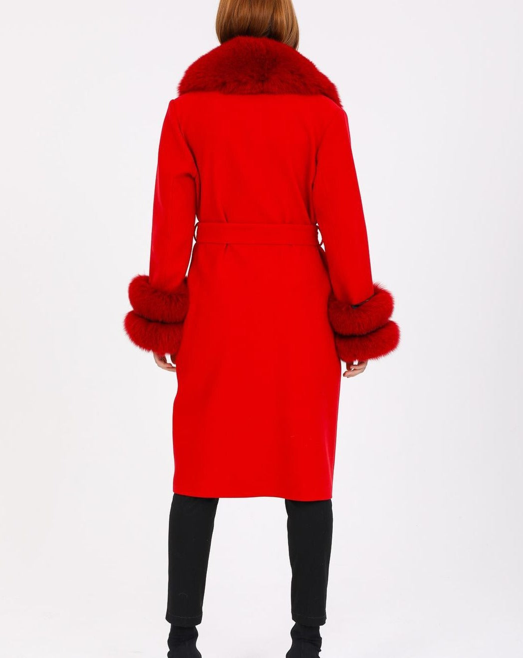 Back of GLORIA RED Cashmere Wool Coat