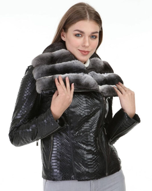 PYTHON LEATHER JACKET ROHA FURS Python leather jacket roha furs