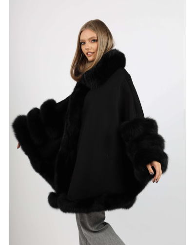 LILIAN BLACK Cape with fox fur