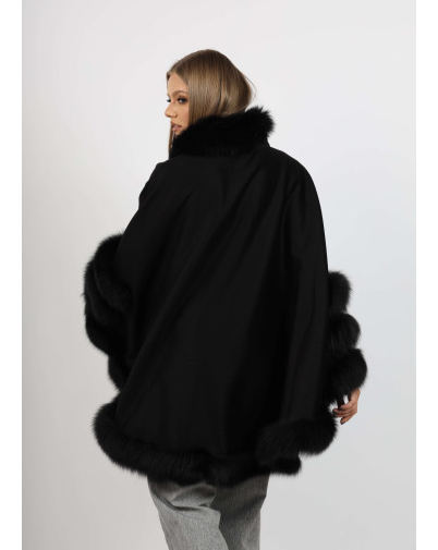 LILIAN BLACK Cape with fox fur back