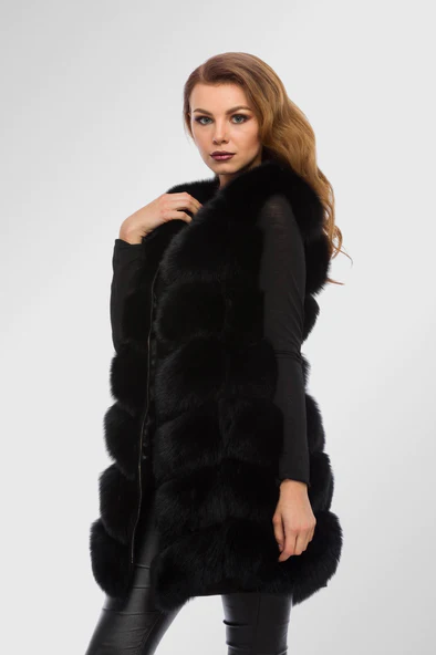 MAYARA BLACK Fur Vest side