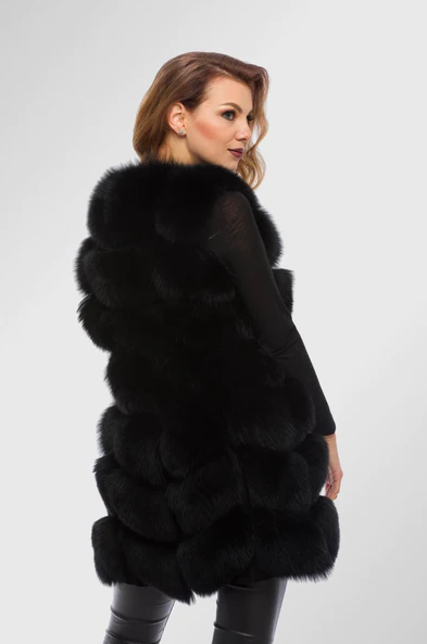 MAYARA BLACK Fur Vest back