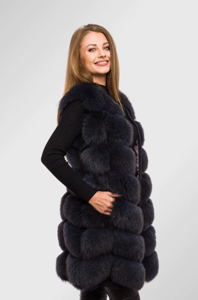 MAYARA Graphite Fox Fur Vest side