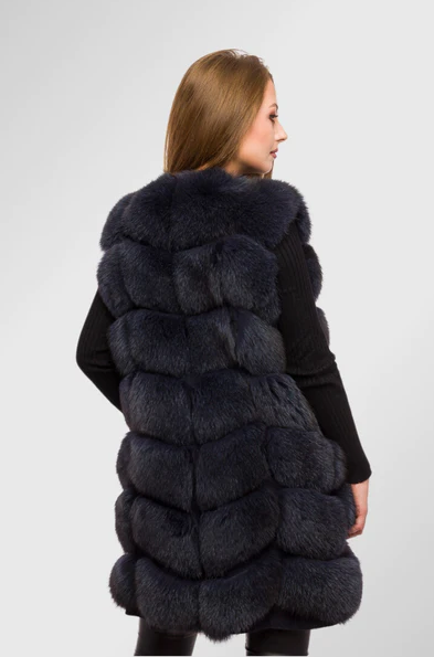 MAYARA Graphite Fox Fur Vest back