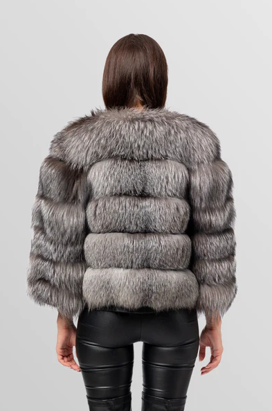 MAYA SILVER Fur Coat back