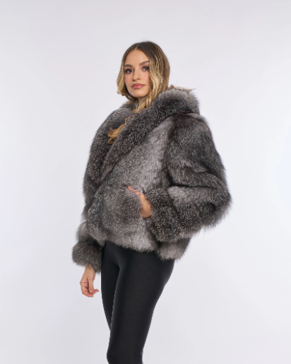 Nina Silver Fox Fur Coat