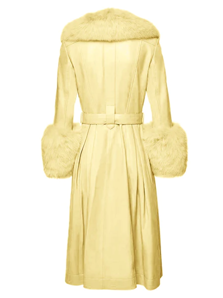NOOR YELLOW Leather Trench Coat back