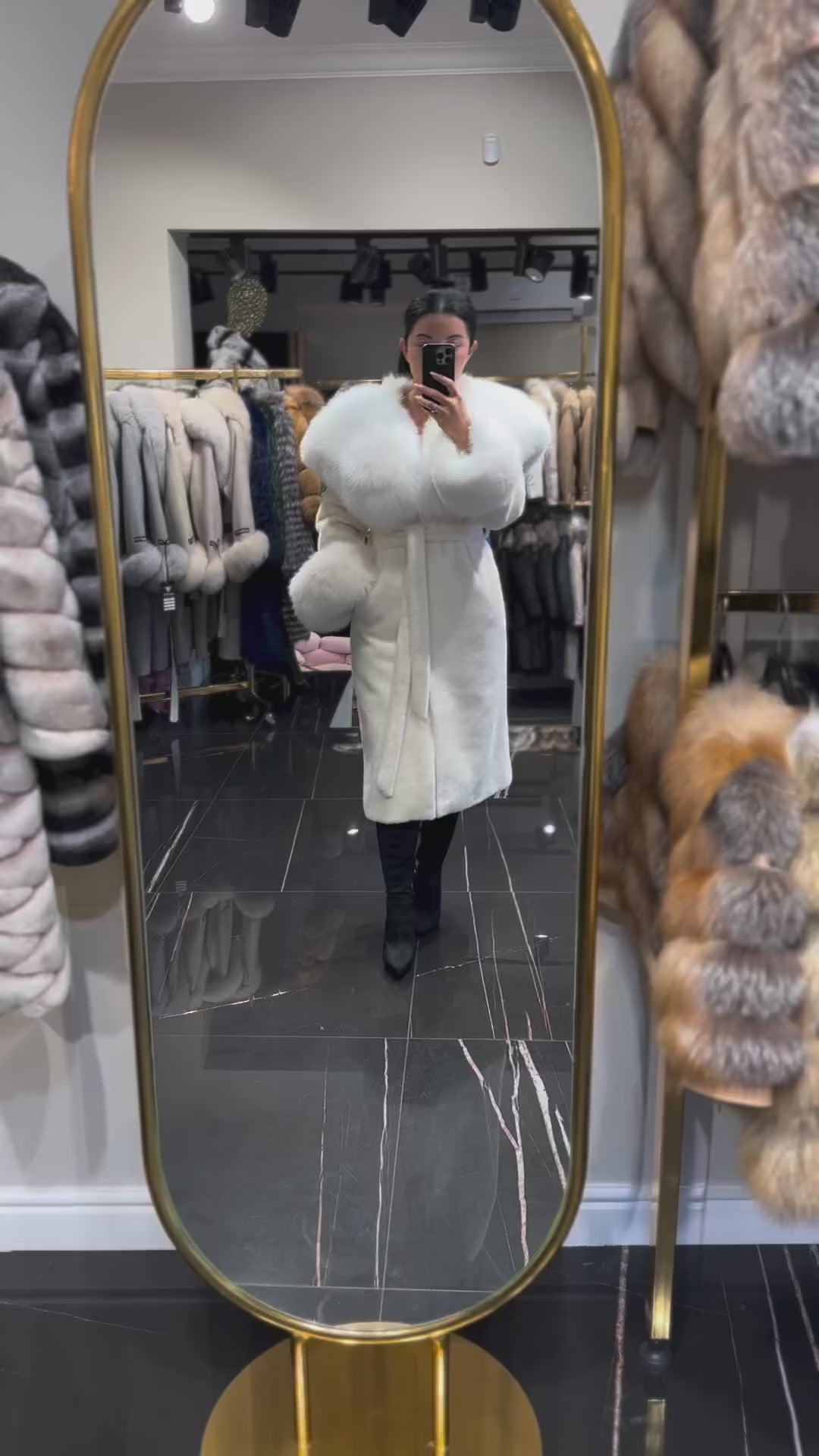 ELISA WHITE Alcantara Fur Coat