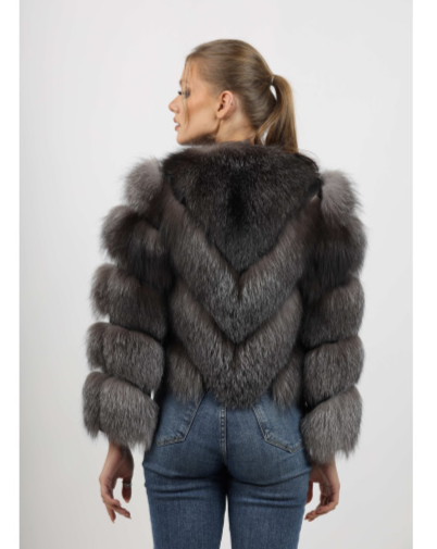 High-Quality Fox Fur Coat - VALENTINA SILVER back