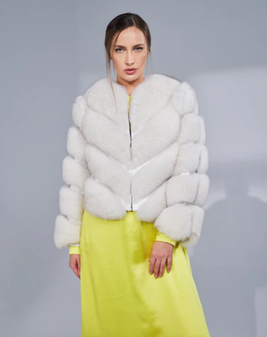 Valentina white fox fur coat