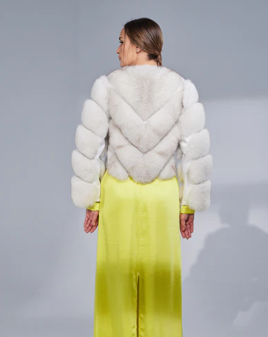 Valentina white fox fur coat back