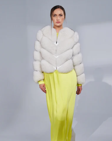 Valentina white fox fur coat