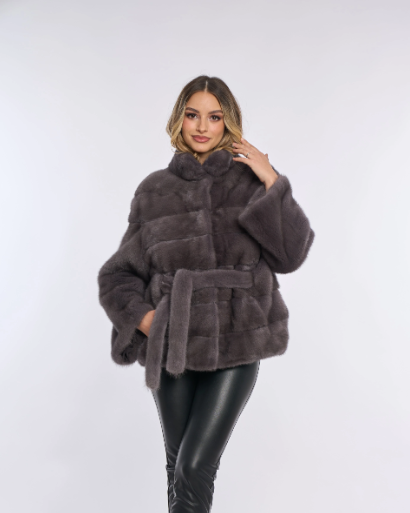 Samantha Anthracite Mink Coat