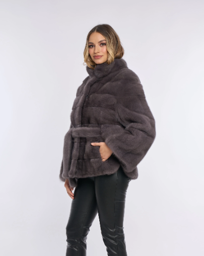 Samantha Anthracite Mink Coat