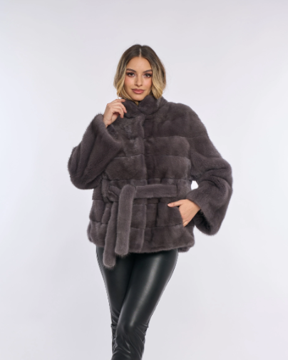 Samantha Anthracite Mink Coat