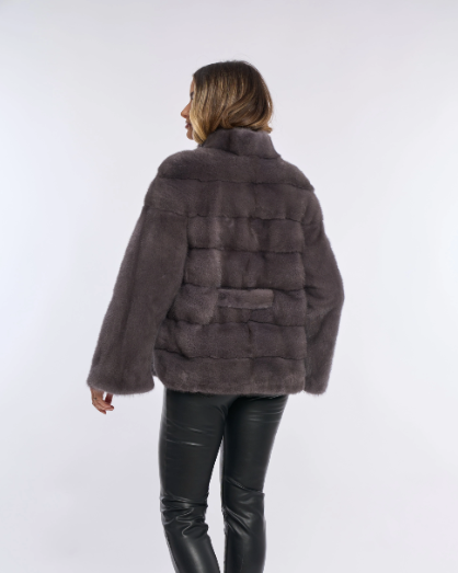 Samantha Anthracite Mink Coat
