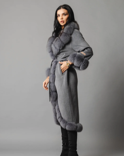 Side profile of the Zaira alpaca wool coat