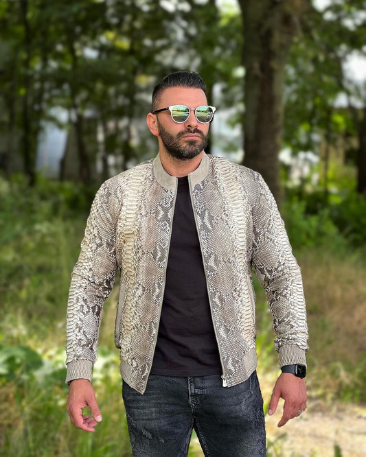 AXEL Men's Timeless Python Leather Jacket