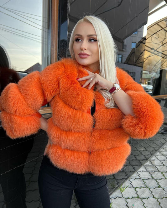 Premium-Quality KAYA ORANGE Fox Fur Coat