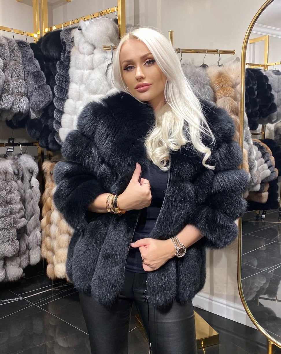 LANI BLACK Fox Fur Coat