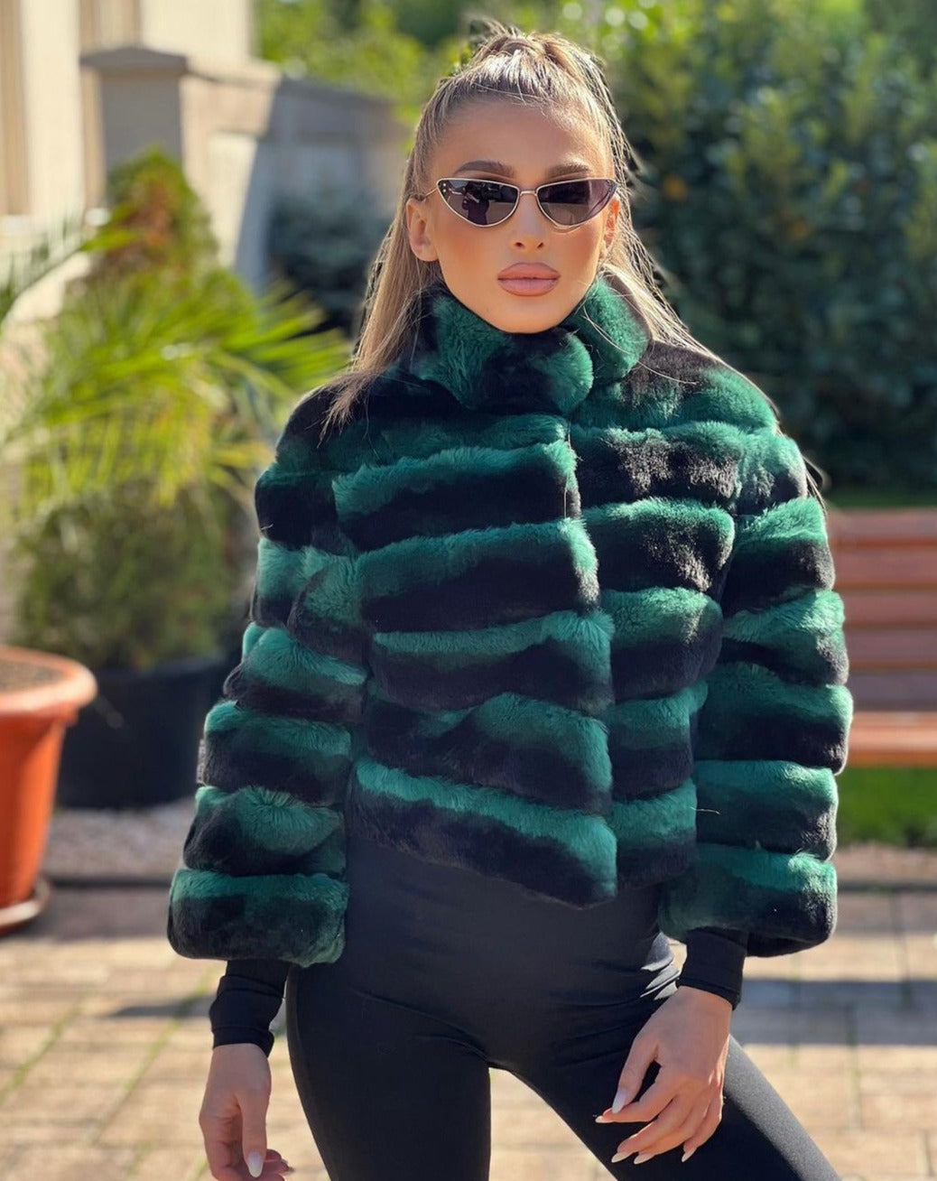 Elegant REA GREEN Lightweight Chinchilla Rex Coat